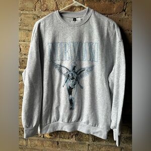 Divided Gray Nirvana Angel Crewneck Sweater